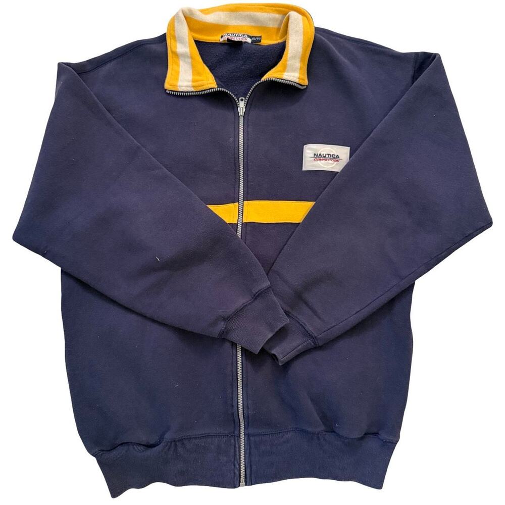Nautica size XL men's navy zip up Collared jacket